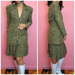 Vintage 1980's Silk Skirt Suit by Dana Buchman | Size XS